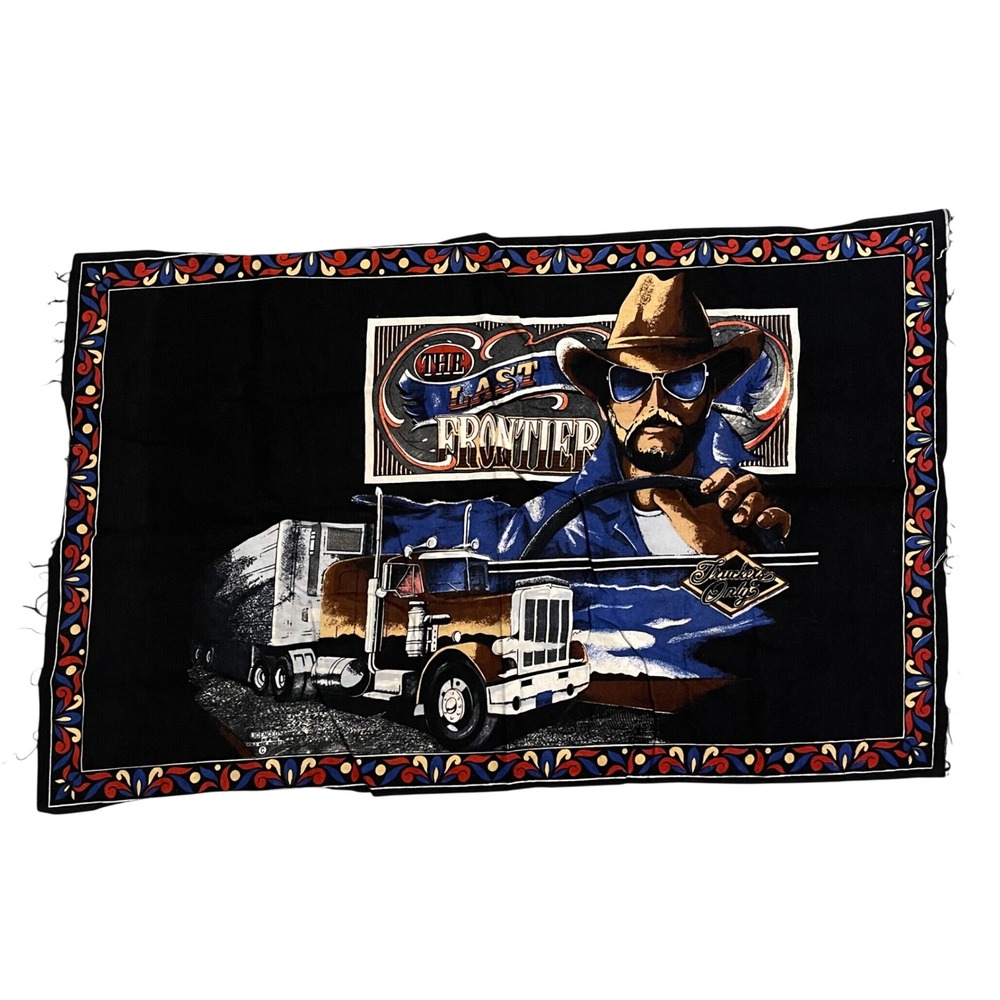 Vintage 1988 The Last Frontier Truckers Only Fabric‎ Tapestry Wall Hanging 50x31